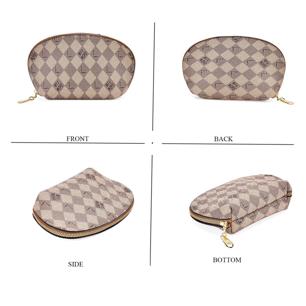 PU Check Tote Bag (Size 38x51x13 cm) - Khaki & Khaki_8025650_6