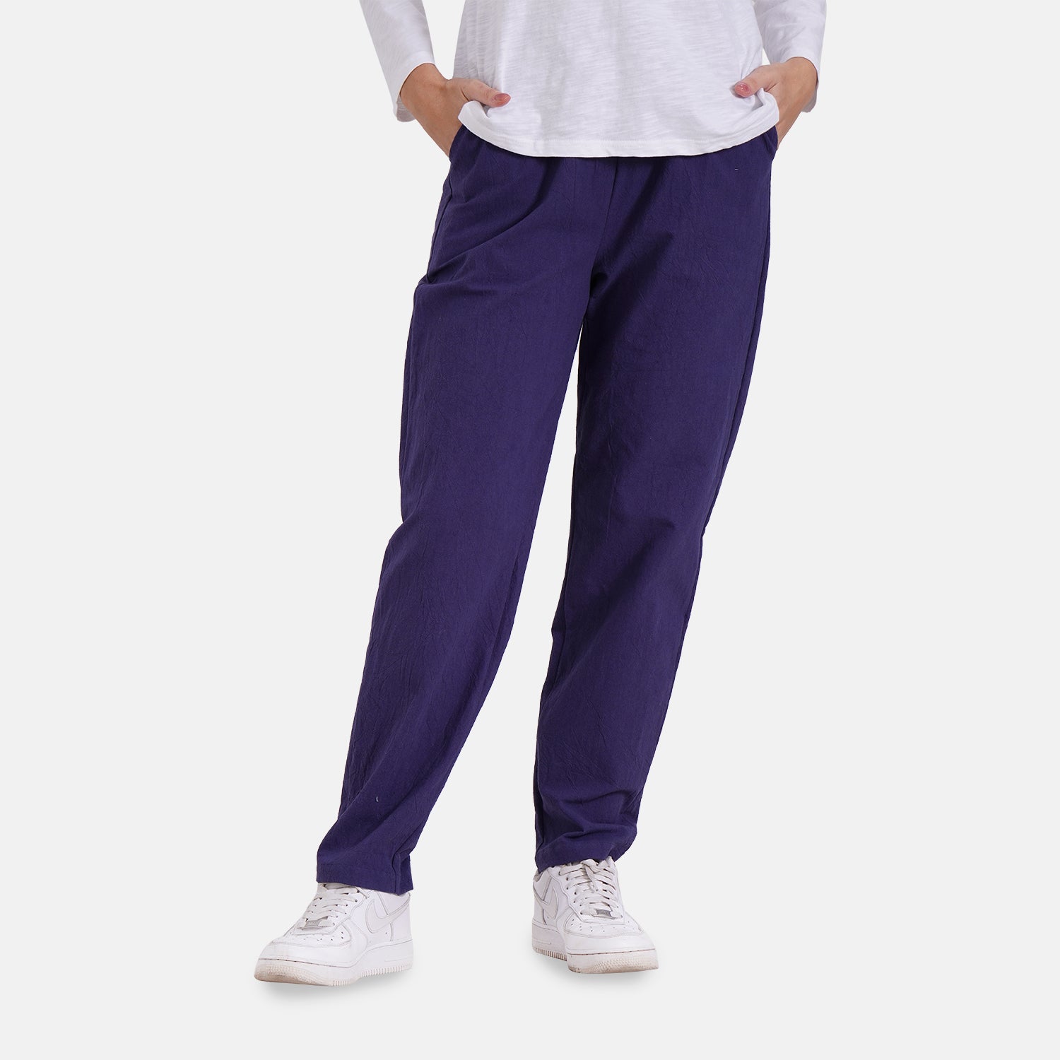 La Marey 100% Cotton Casual Trousers (Size 24 to 26) - Blue_8027474_3