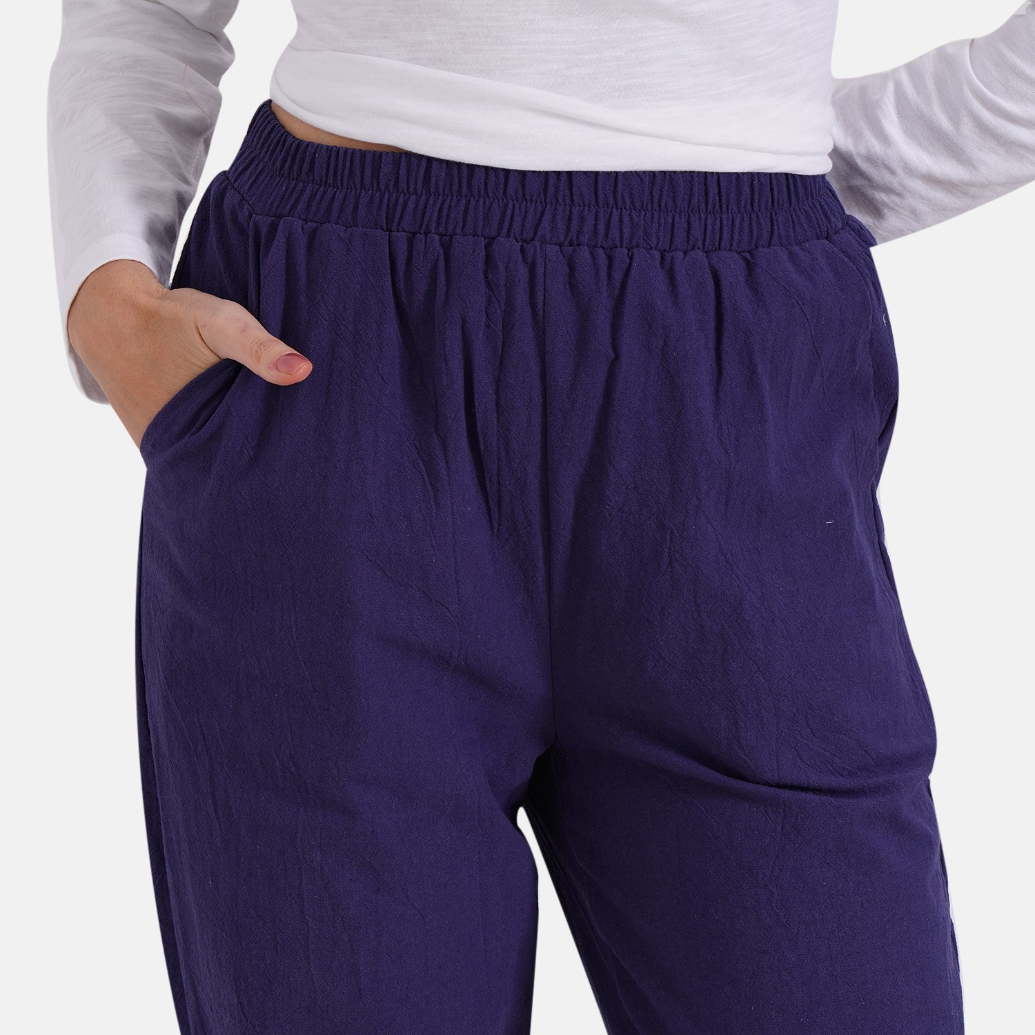La Marey 100% Cotton Casual Trousers (Size 24 to 26) - Blue_8027474_4