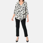 Emily Animal Printed V-neck Top (Size - 12) - Black & White_8027630