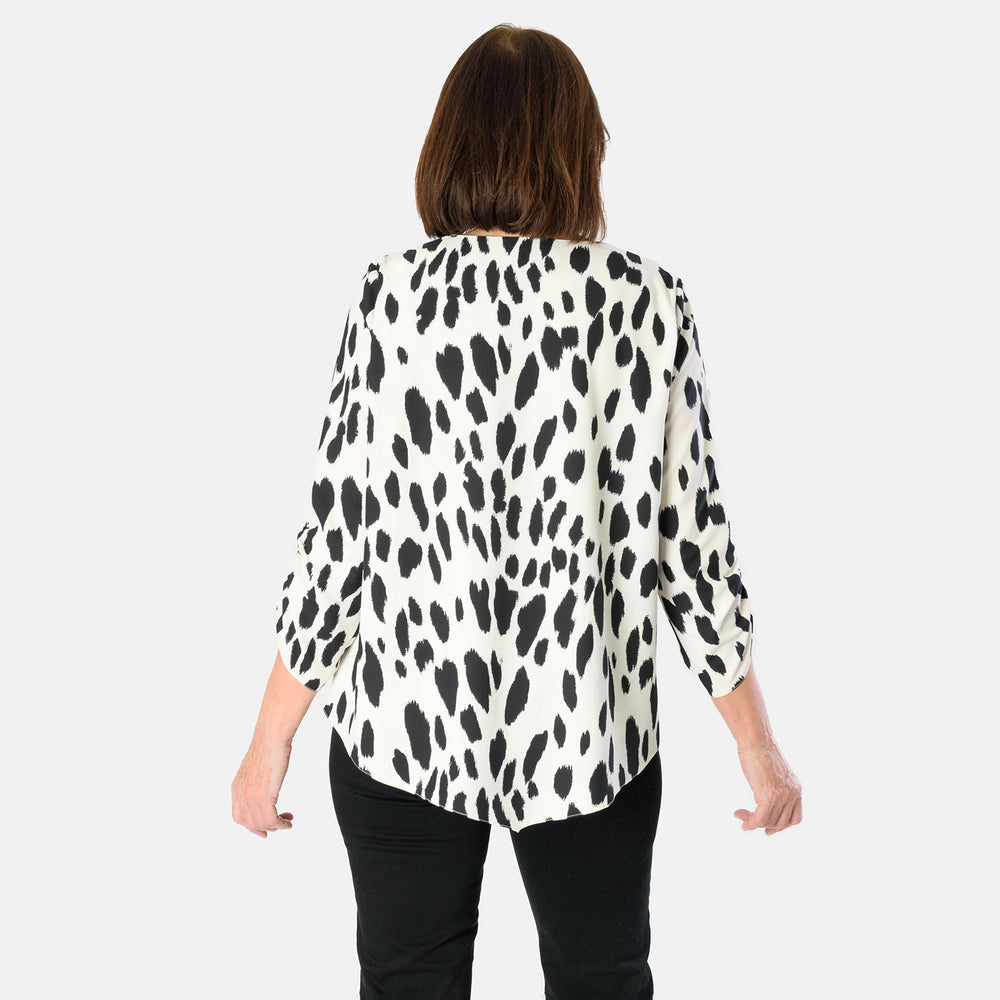 Emily Animal Printed V-neck Top (Size - 12) - Black & White_8027630_2