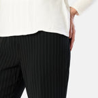 Emily Pinstripe Tapered Trouser (Size - 12) - Black_8027635_4