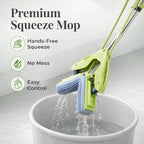 Floor Mop for Easy Squeeze! - Absorbent PVA, 3-Section Stainless Steel Handle Plus Extra Head (122cm) - Green