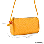 Fully Lined Woven Pattern Crossbody Bag - Yellow