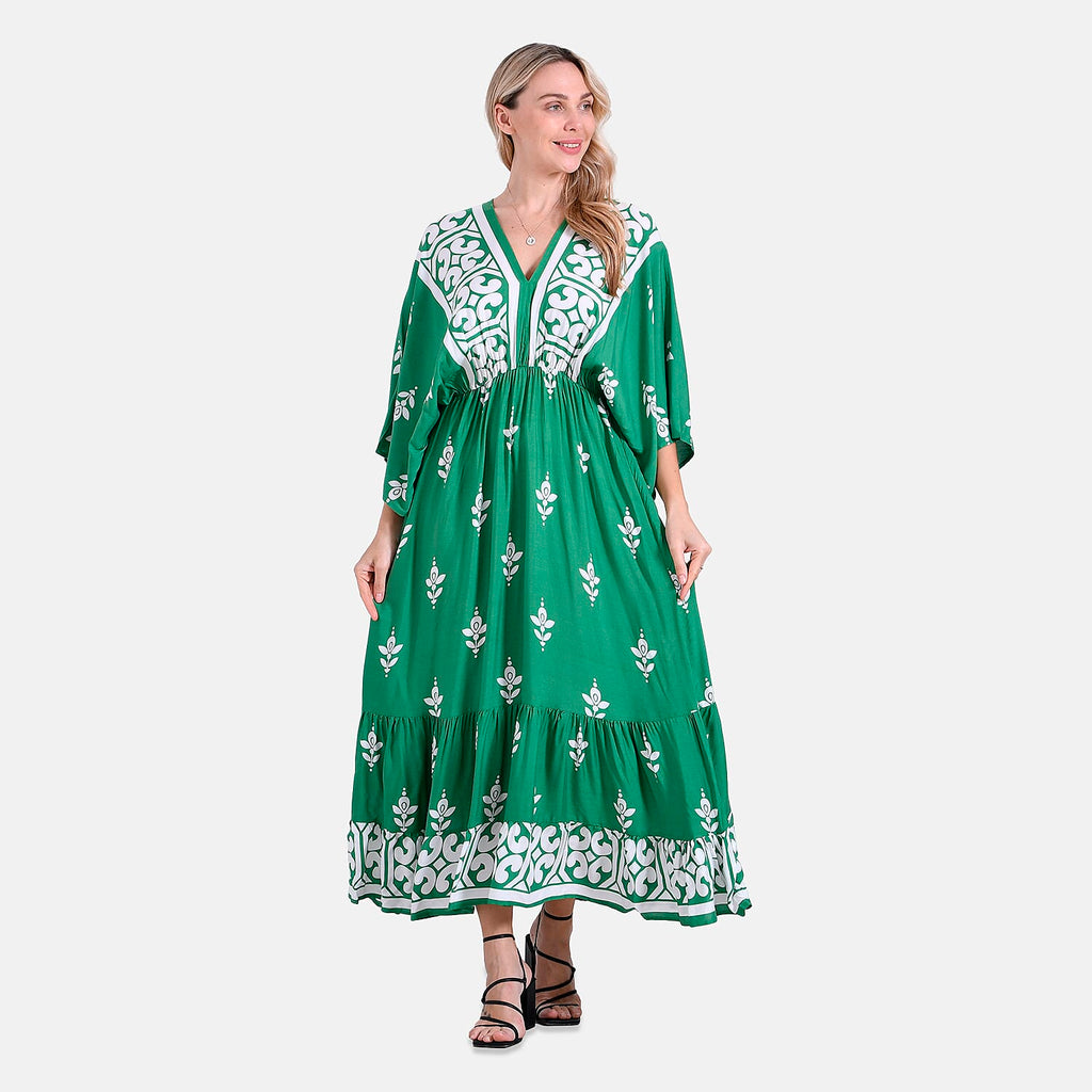 & Maisi Printed Maxi (Size - One Size) - Green & Green