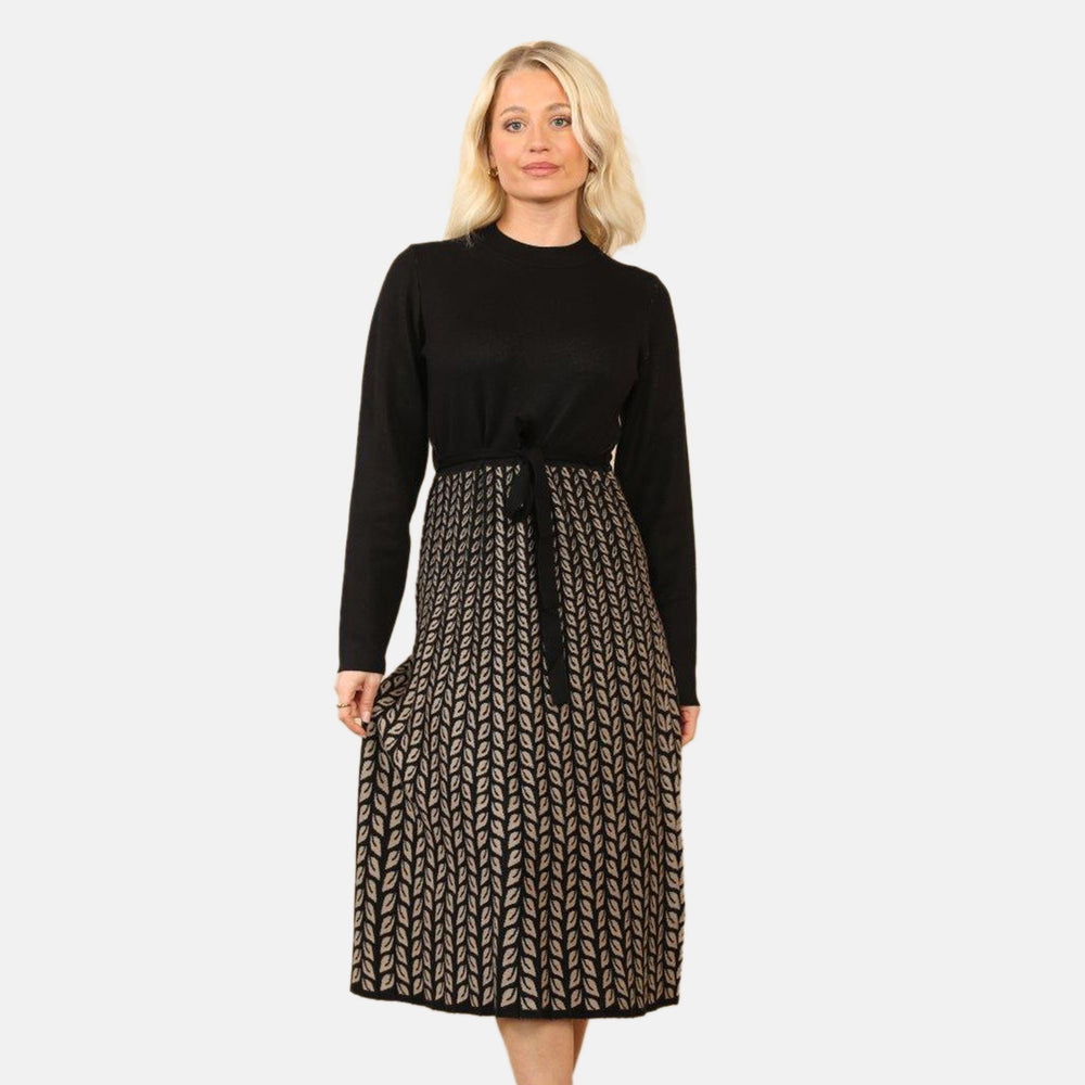 Chevron Print Knitted Dress (Size - M/L) - Black_8033481