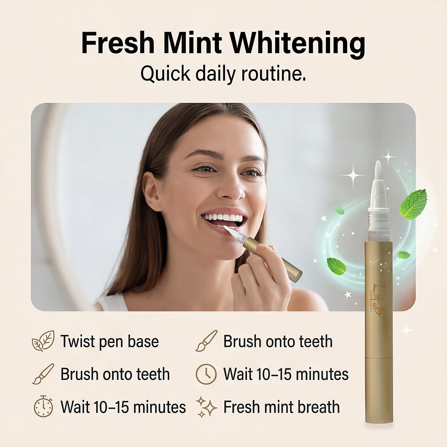 Lab Life Beauty- Teeth Whitening Pen Mint Flavour - Gold