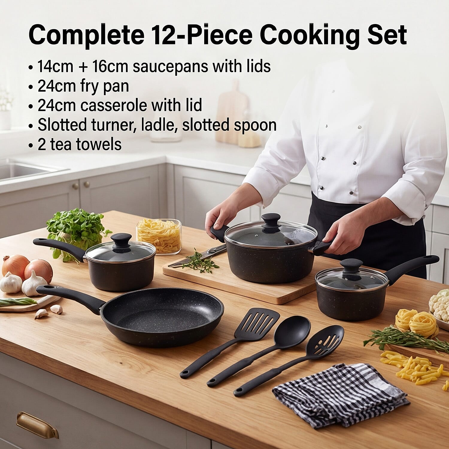 Cookware Set (Size - One Size) - Black & Black