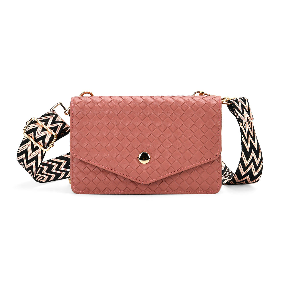Stylish Crossbody Messenger Bag with Adjustable Strap & Card Slots - Pink_8044098