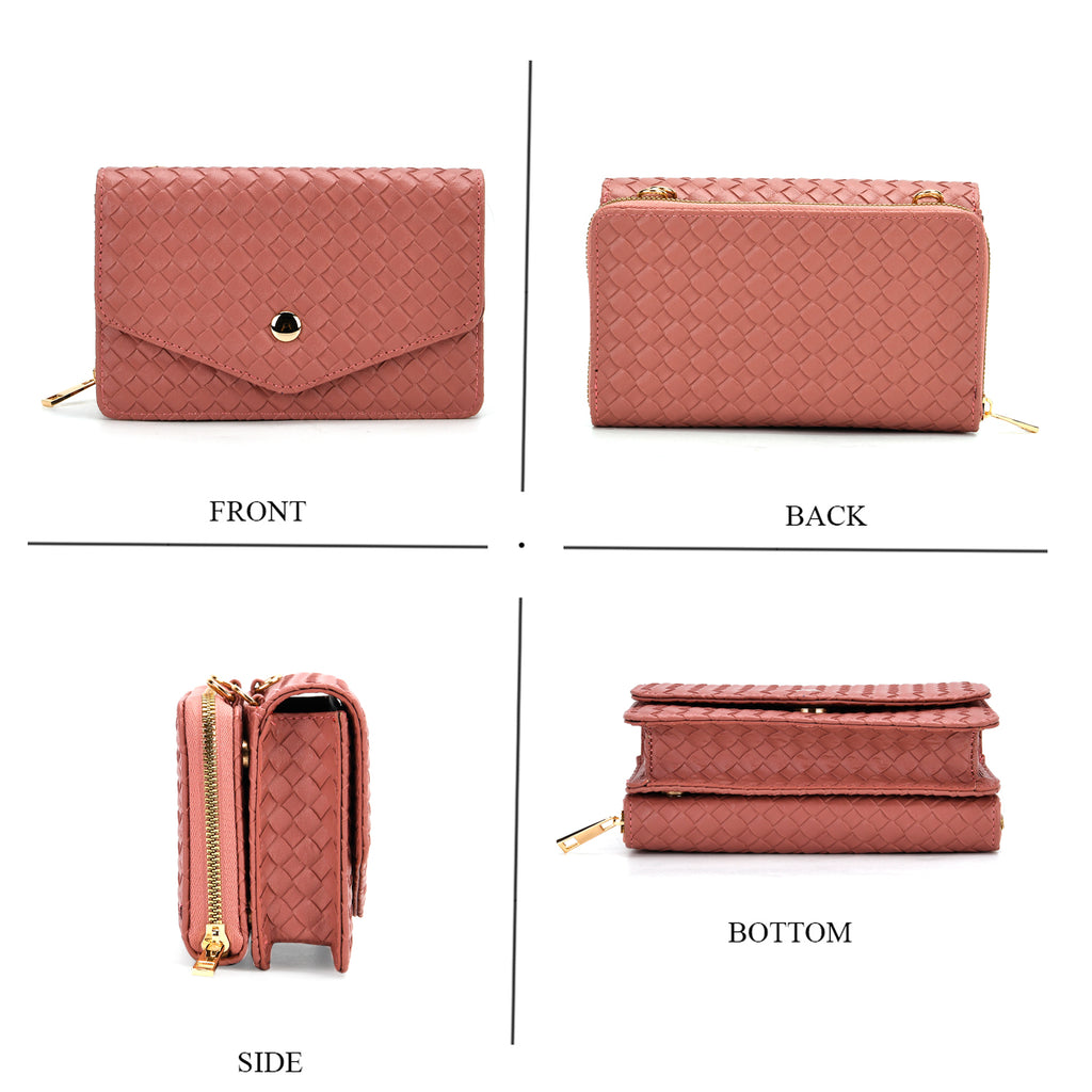 Stylish Crossbody Messenger Bag with Adjustable Strap & Card Slots - Pink_8044098_3