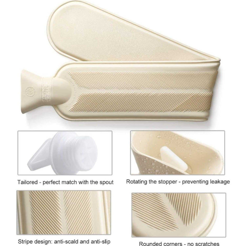 Cable Knitted Long Hot Water Bottle 2L - Grey