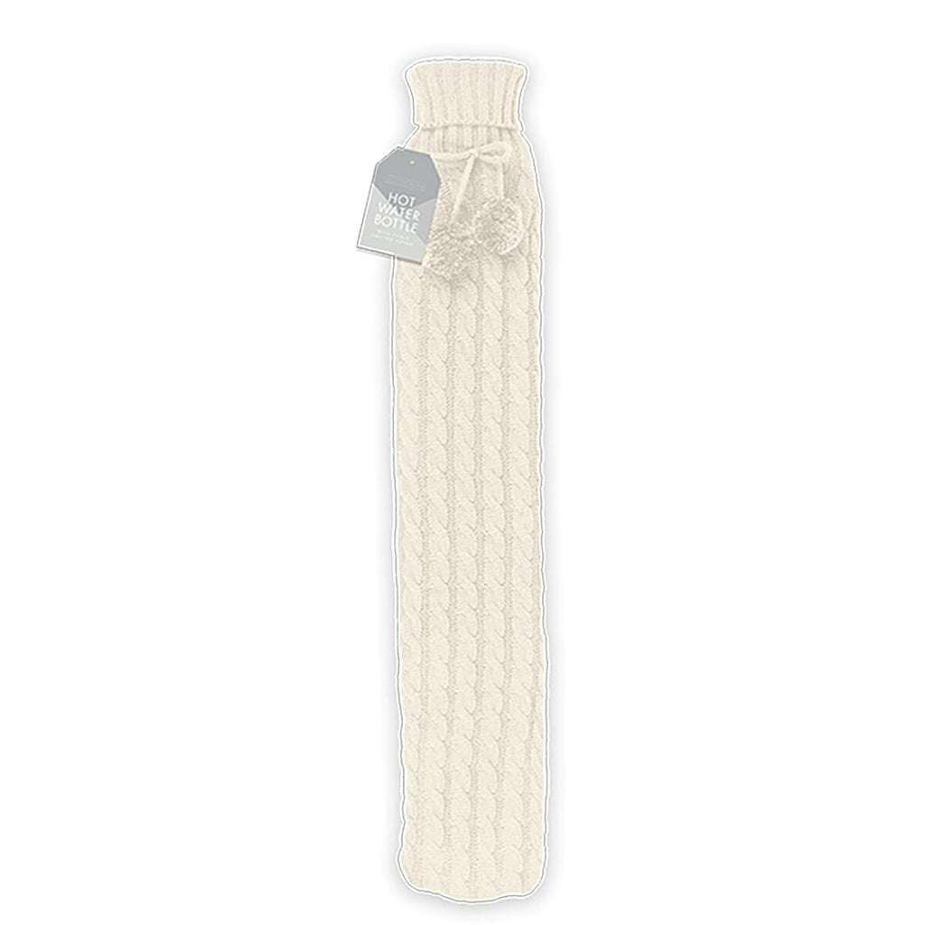 THE BIG GIFTING CLOSEOUT - Cable Knitted Long Hot Water Bottle 2L - Cream