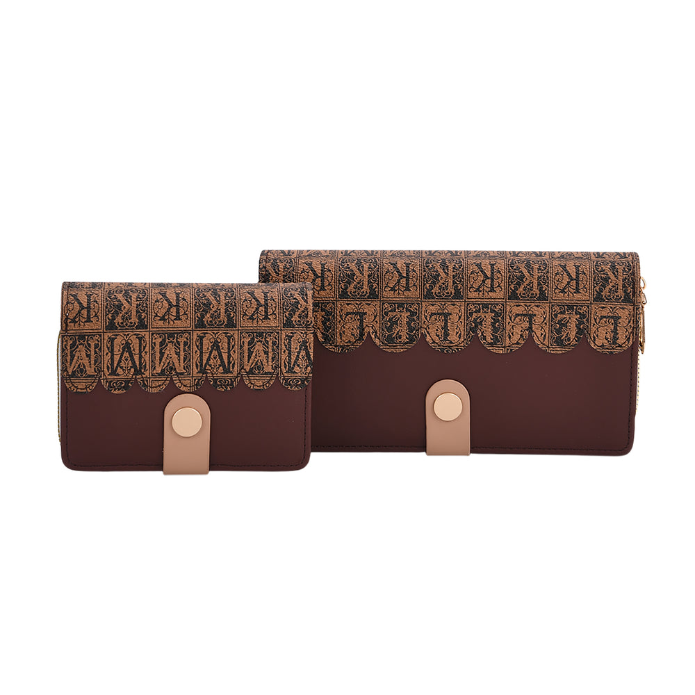 PU Patterned Wallet (Size 7x1x3 in) - Brown & Brown_8046641