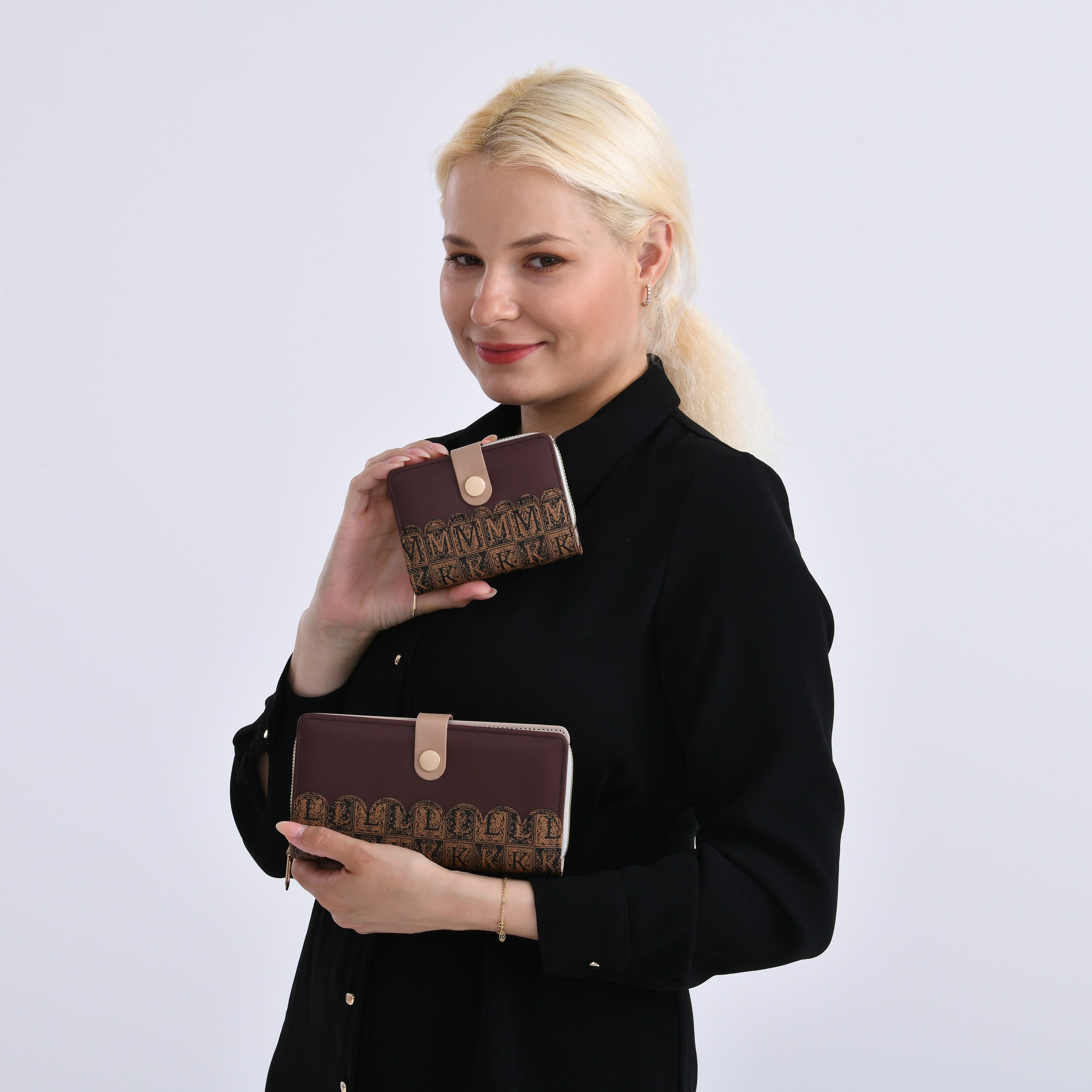 PU Patterned Wallet (Size 7x1x3 in) - Brown & Brown_8046641_1