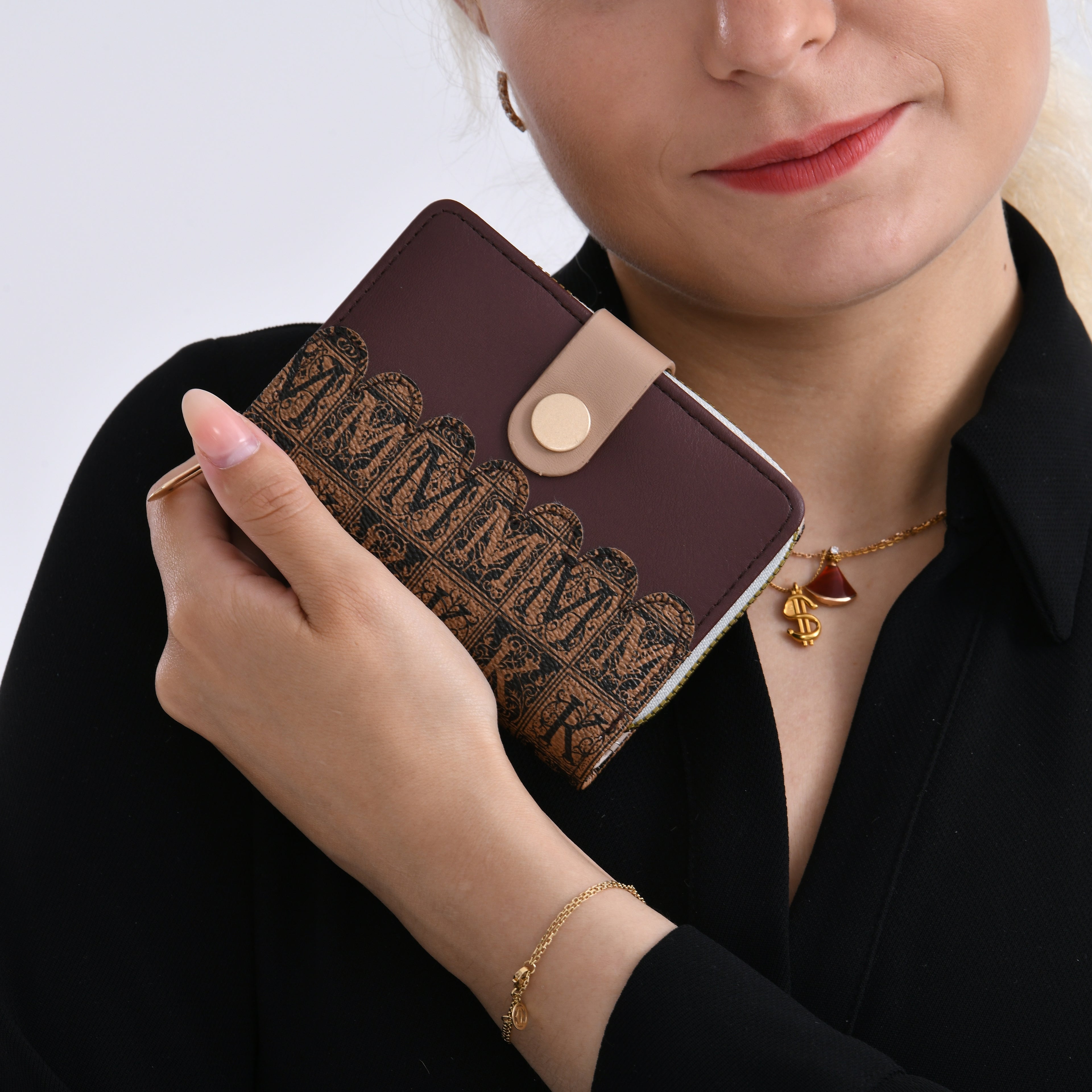 PU Patterned Wallet (Size 7x1x3 in) - Brown & Brown_8046641_2