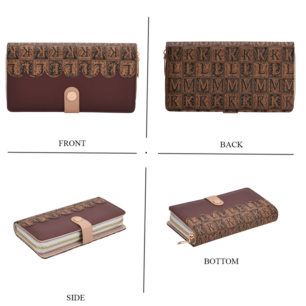 PU Patterned Wallet (Size 7x1x3 in) - Brown & Brown_8046641_3