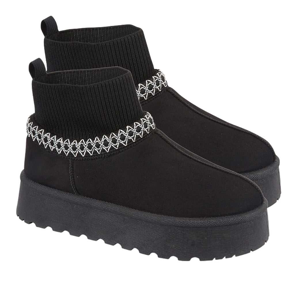 Shoes by Emma Ladies Ankle Boot with Knitted Cuff (Size - 6) - Black