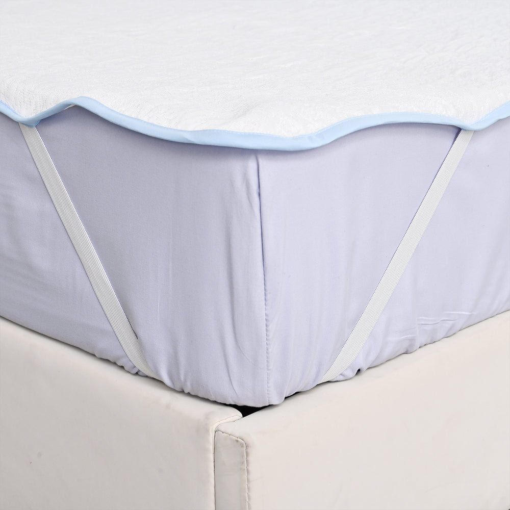 Cooling Jacquard Waterproof Mattress Protector (Size - 90x190cm) - White_8047209_2