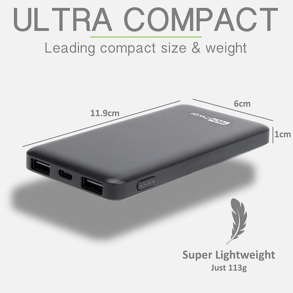 5000mAh Power Bank with USB Cable - Black