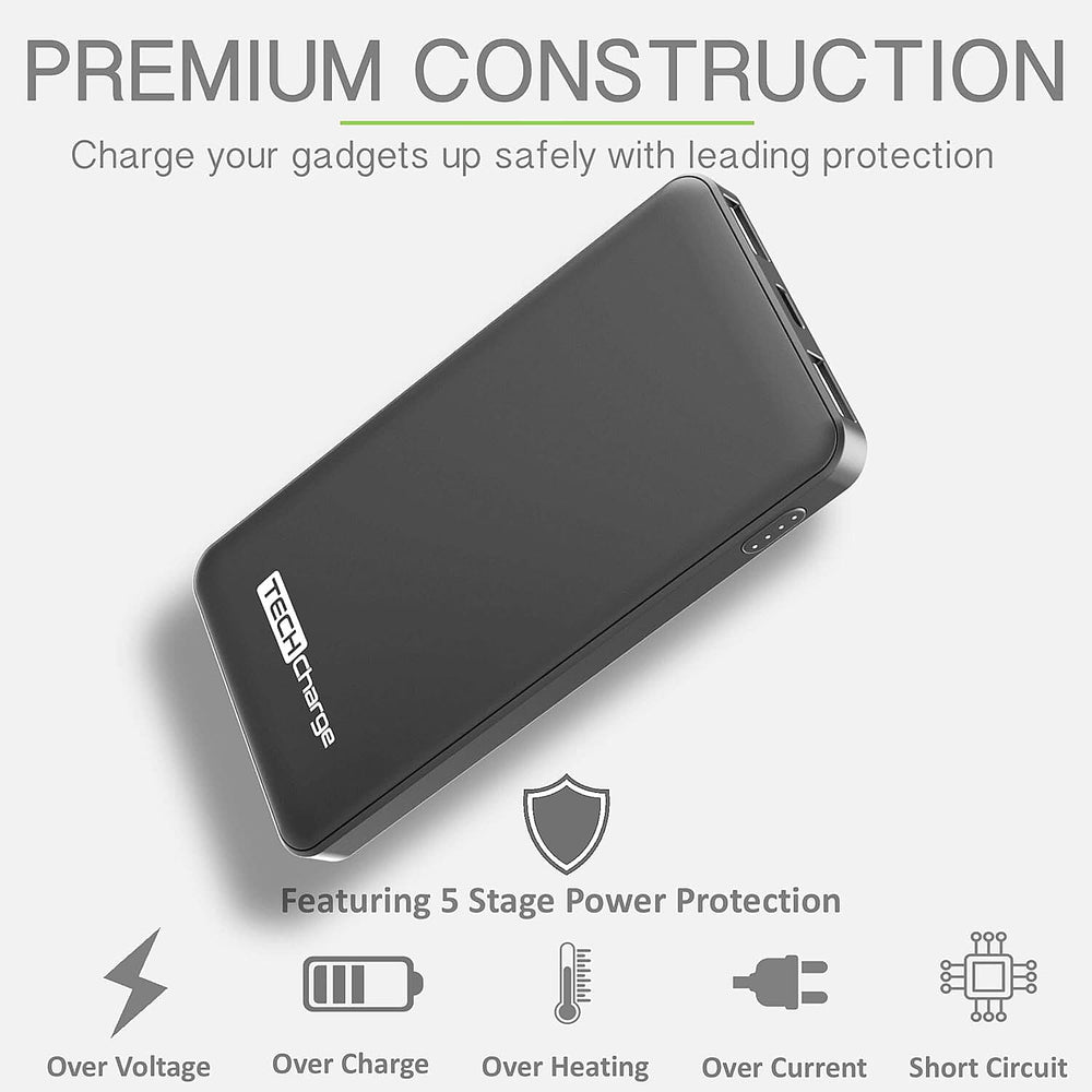 5000mAh Power Bank with USB Cable - Black