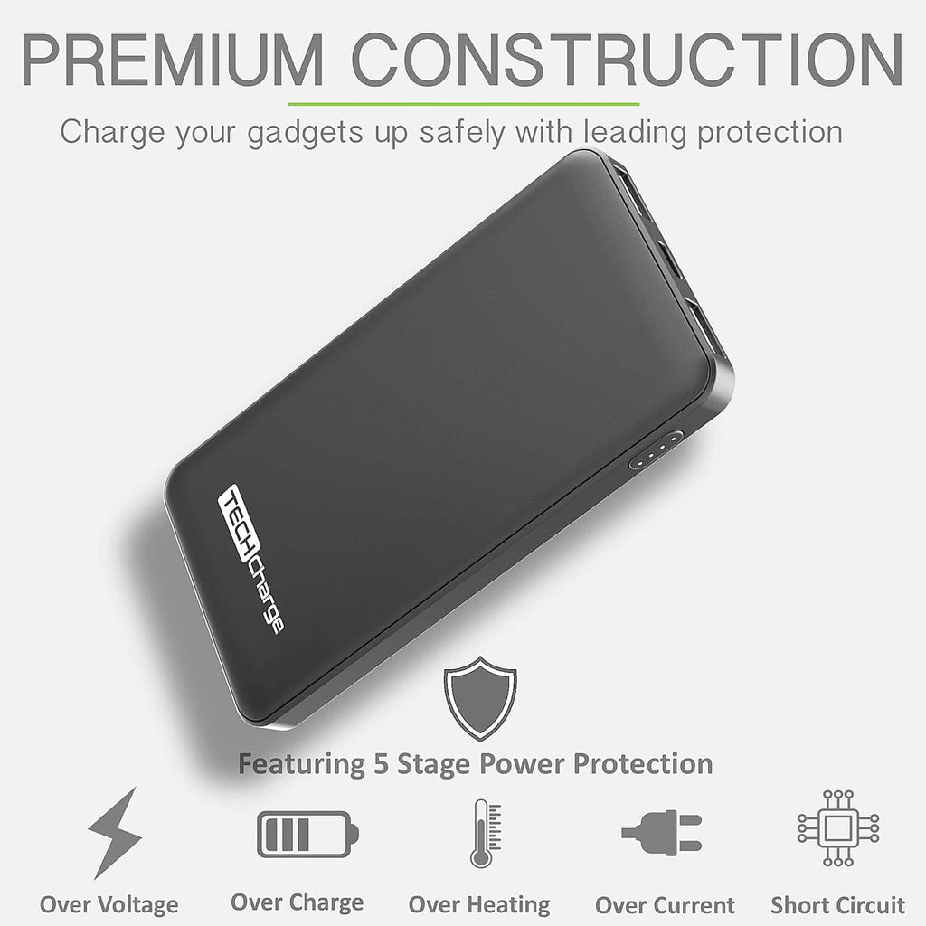5000mAh Power Bank with USB Cable - Black