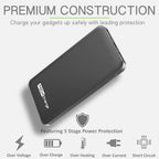 5000mAh Power Bank with USB Cable - Black