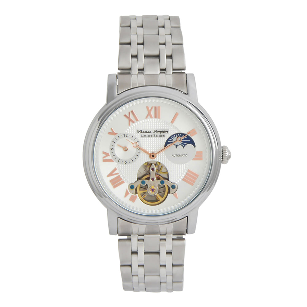 Thomas Tompion Automatic Movt. 3ATM Water Resistance Silver Dial Mens Watch with Silver Colour Stainless Steel Strap_8047951