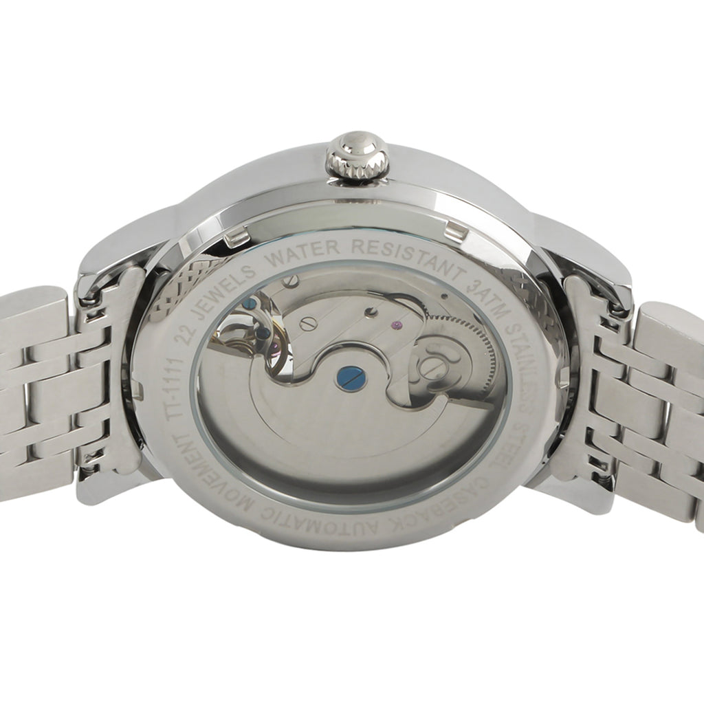 Thomas Tompion Automatic Movt. 3ATM Water Resistance Silver Dial Mens Watch with Silver Colour Stainless Steel Strap_8047951_2