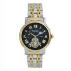 Thomas Tompion Automatic Movt. 3ATM WR Black Dial with Gold Colour Top Ring Mens Watch with Two Tone Stainless Steel Strap_8047953
