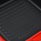 Microwave Pan - Non-Stick Silicone & Glass Cookware with Grilling Ridges - Red