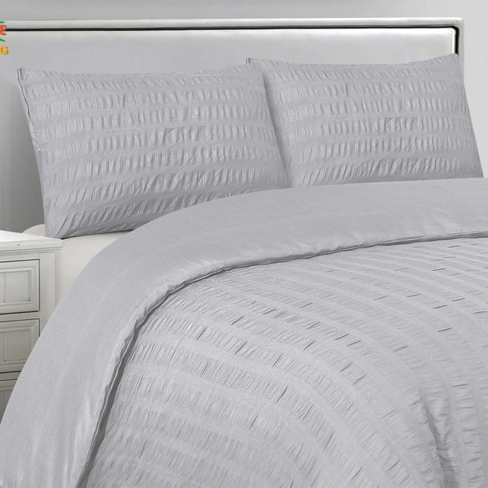 One Time Closeout - Copenhagen Stockholm Seersucker Duvet Cover Set (Size Double) - Silver_8053332_1