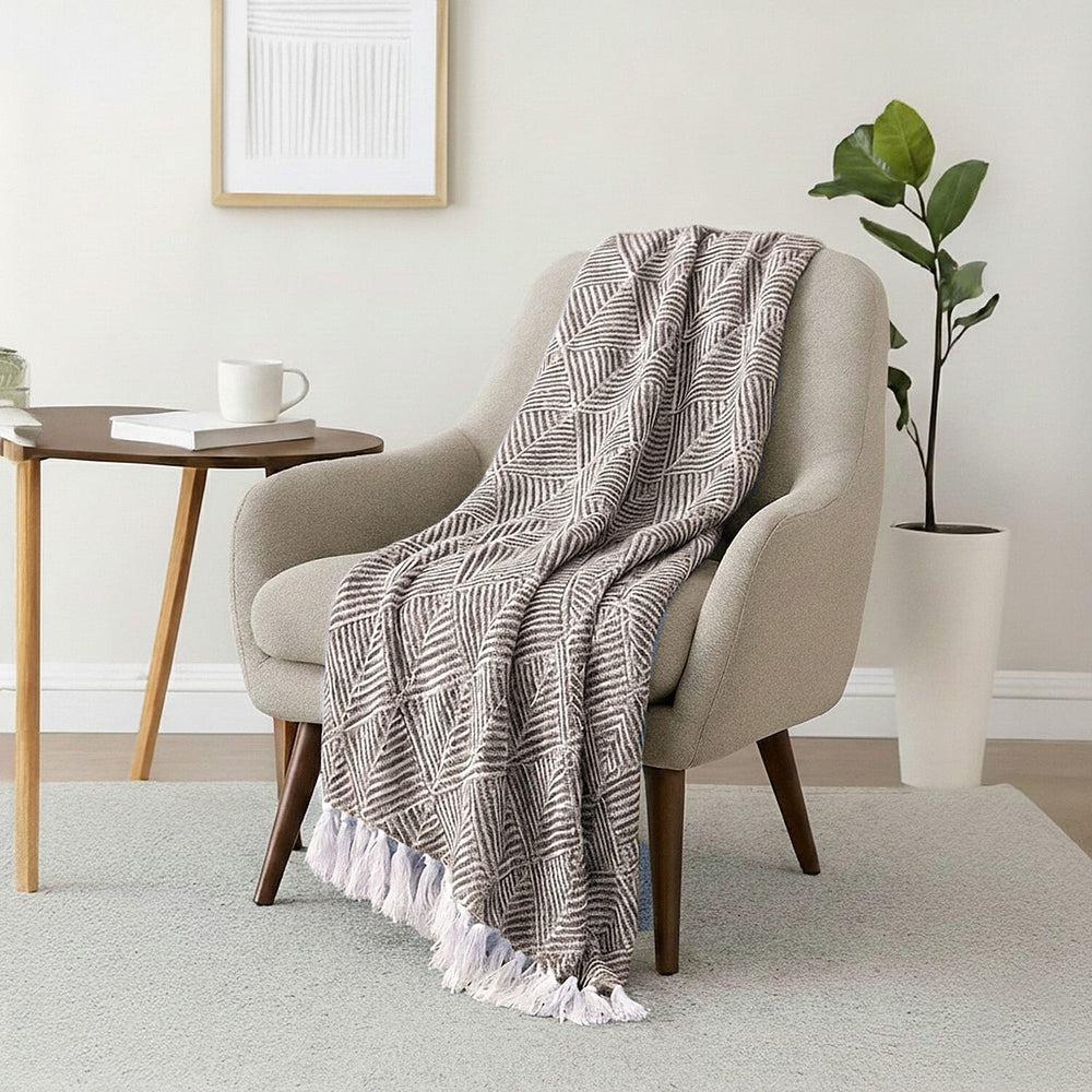 Green Living Collective Cotton Throw Blanket (Size 200x170 cm) - Beige