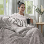 Green Living Collective Cotton Throw Blanket (Size 200x170 cm) - Beige