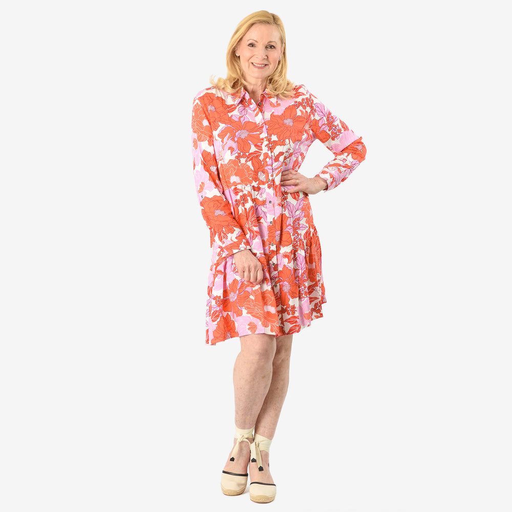 Closeout Deal Printed Tunic Top (Size 22) - Orange Purple_8061662_1