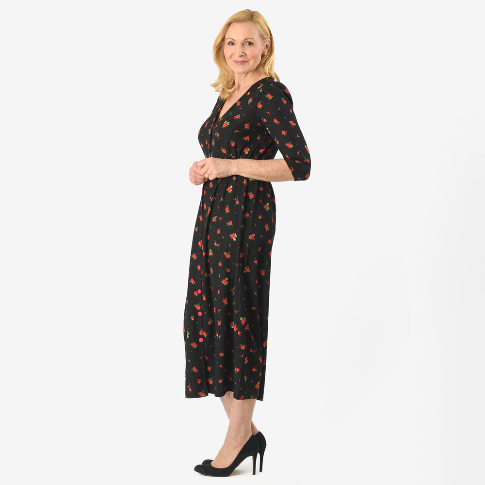 IW Knitted Dress (Size - 12) - Black Floral_8064528_2