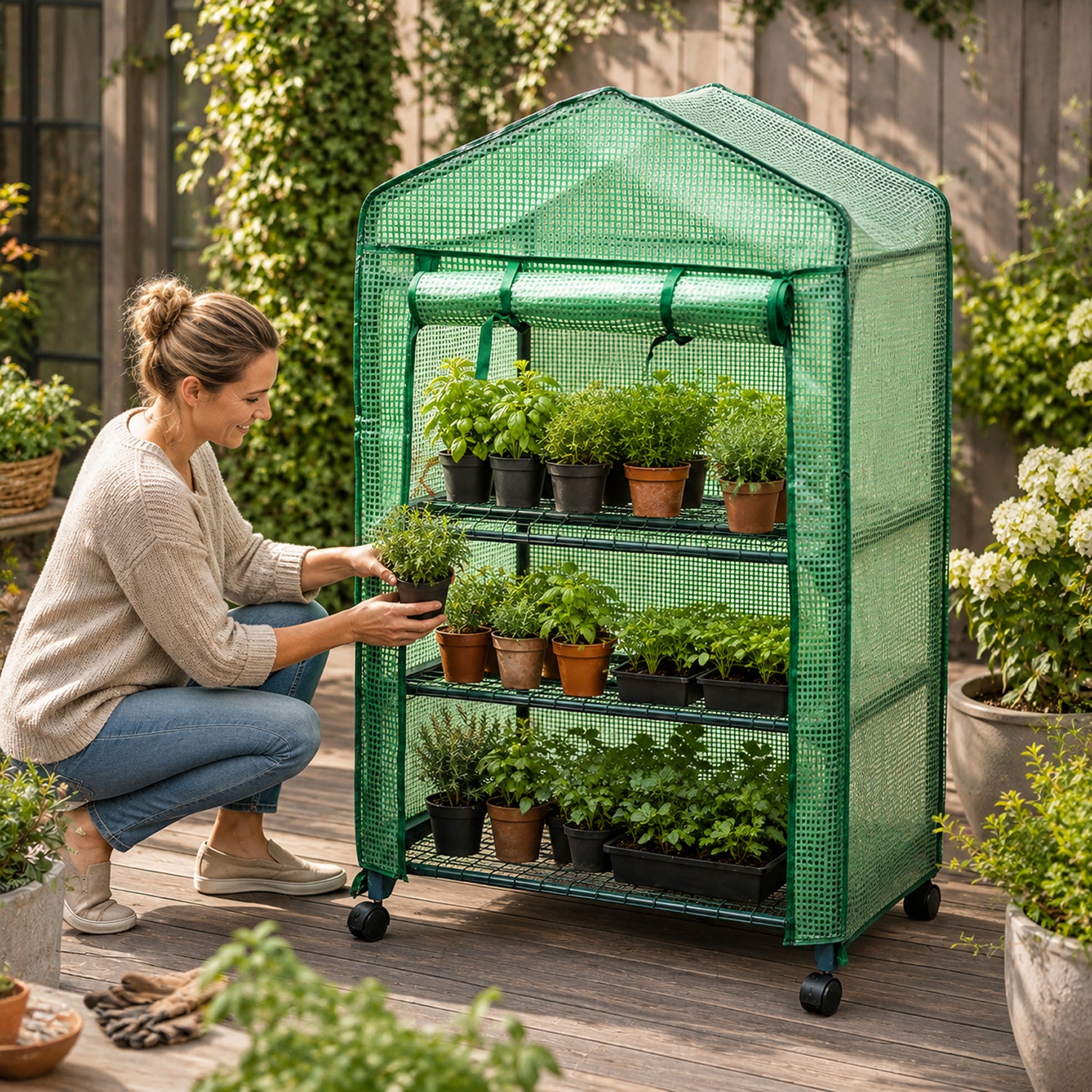 Plastic Gardening Tool (Size 49x69x93 cm) - Green_8068007_2