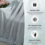 100% Cotton Waffle Throw Blanket with Fringes (180x130 cm) - Grey