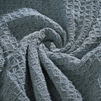 100% Cotton Waffle Throw Blanket with Fringes (180x130 cm) - Grey