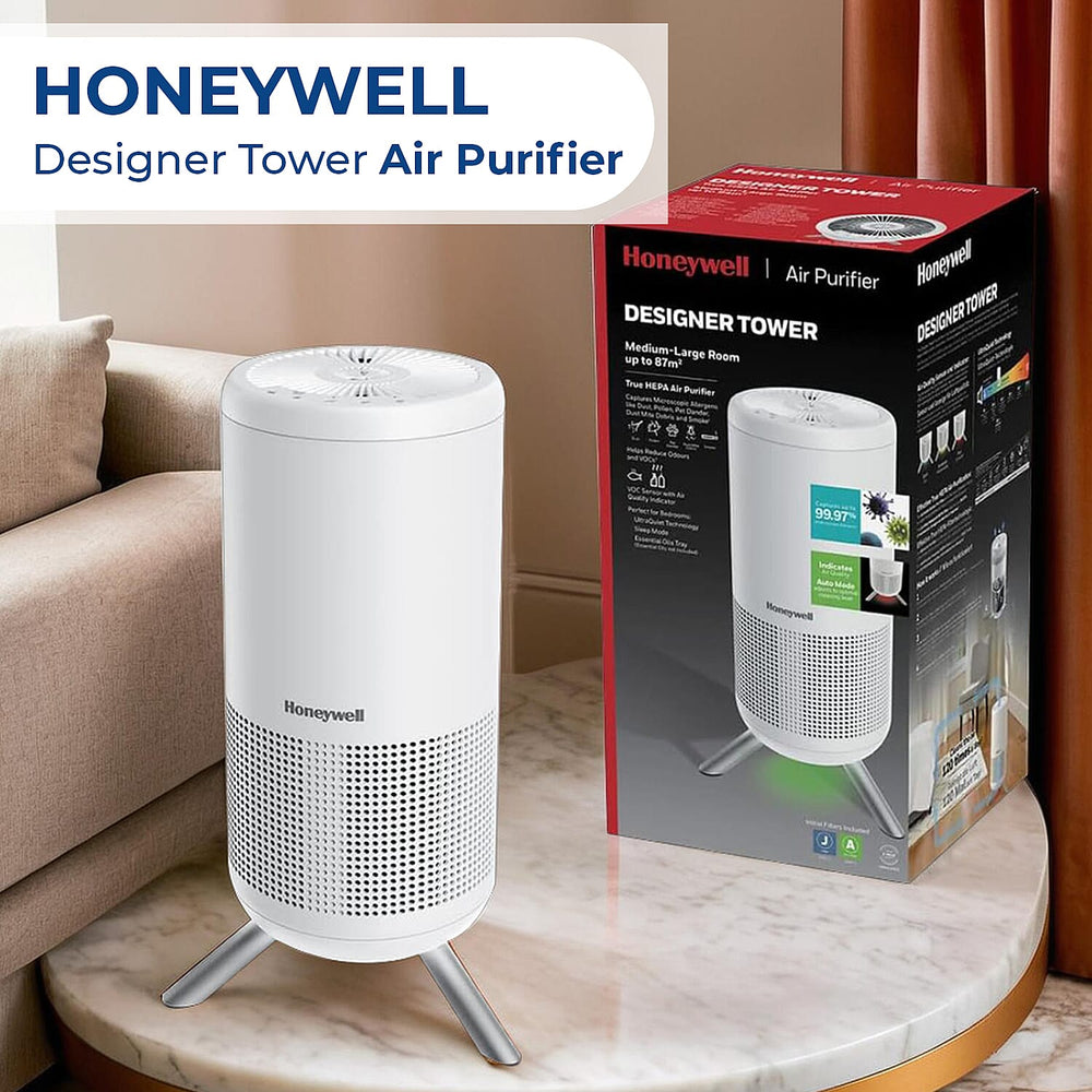Honeywell Round Air Purifier - True HEPA filtration, Air Quality Indicator with Sensor Monitoring, Automatic Cleaning Model, Ultra Quiet.
