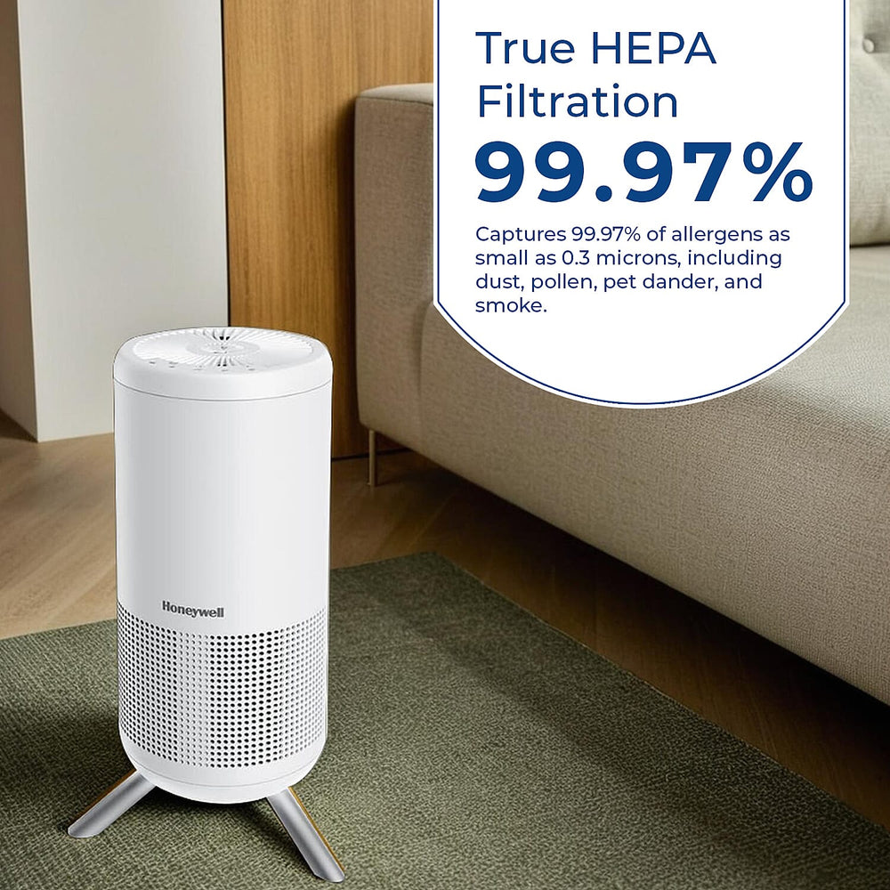 Honeywell Round Air Purifier - True HEPA filtration, Air Quality Indicator with Sensor Monitoring, Automatic Cleaning Model, Ultra Quiet.