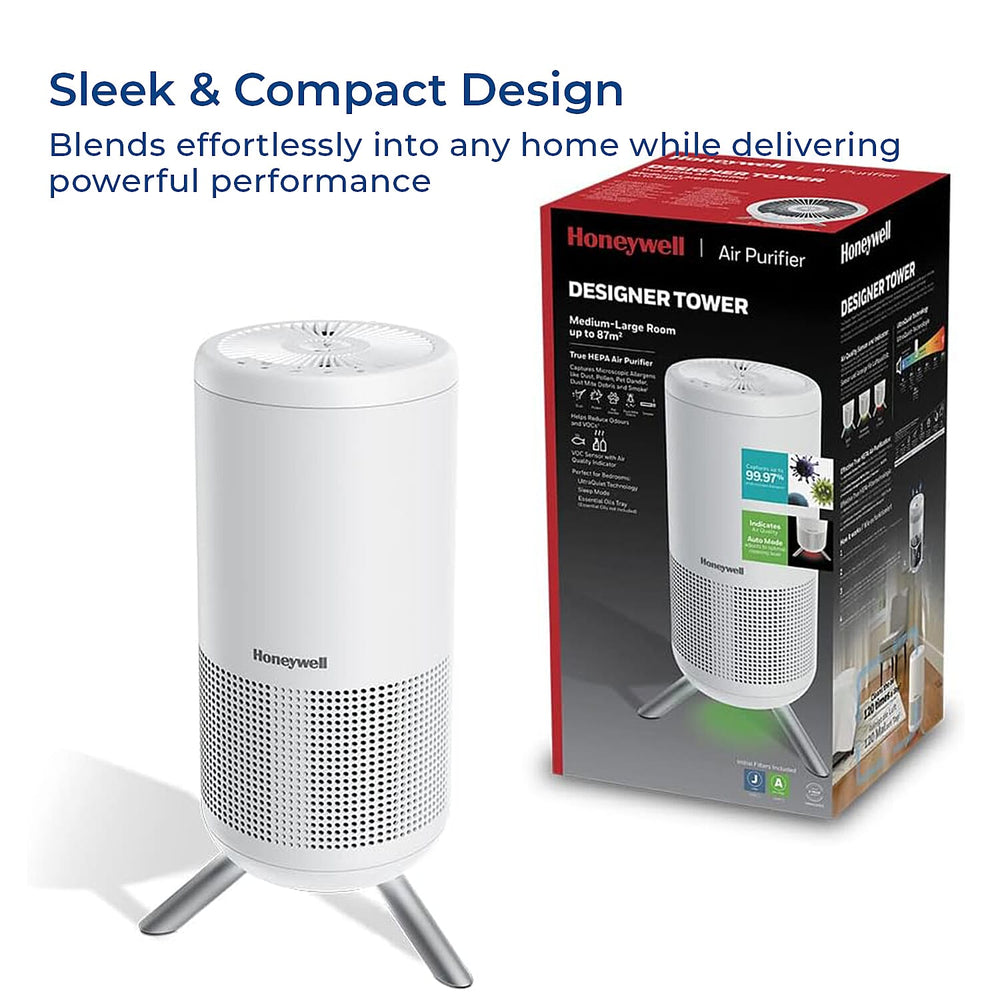 Honeywell Round Air Purifier - True HEPA filtration, Air Quality Indicator with Sensor Monitoring, Automatic Cleaning Model, Ultra Quiet.