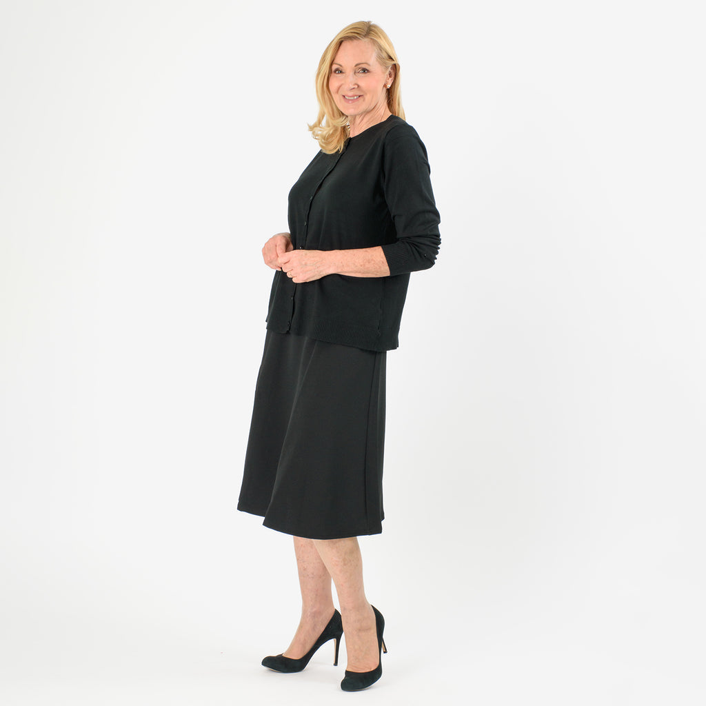 Pure And Natural Crew Neck Cardigans (Size 20) - Black_8076850_3