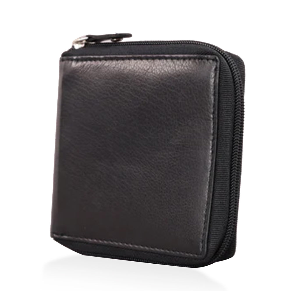Genuine Leather RFID Wallet with Protective Zipper - Black_8077114_5
