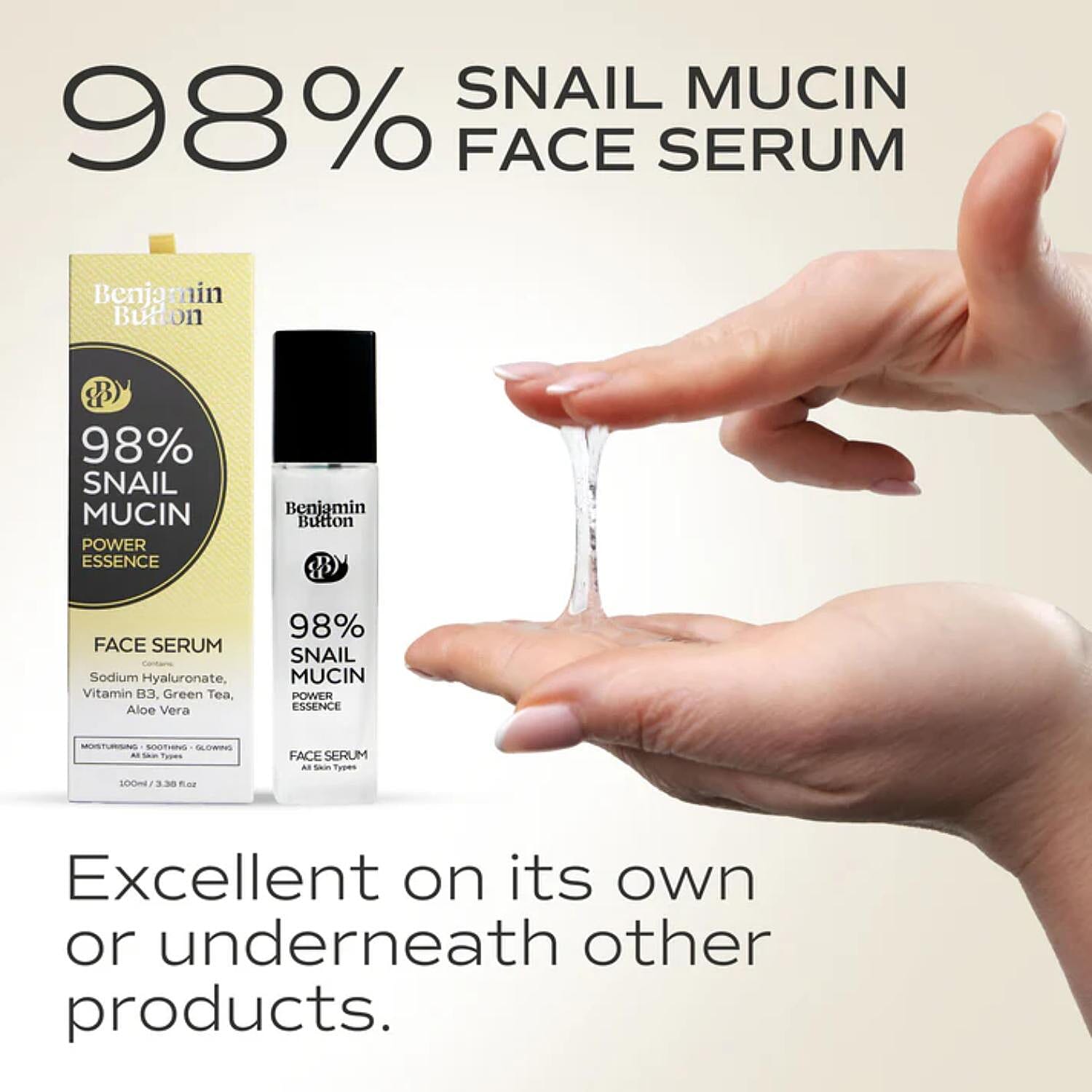 Benjamin Button Snail Serum with 98% Snail Mucin - 100ml - Highest Snail Mucin Content