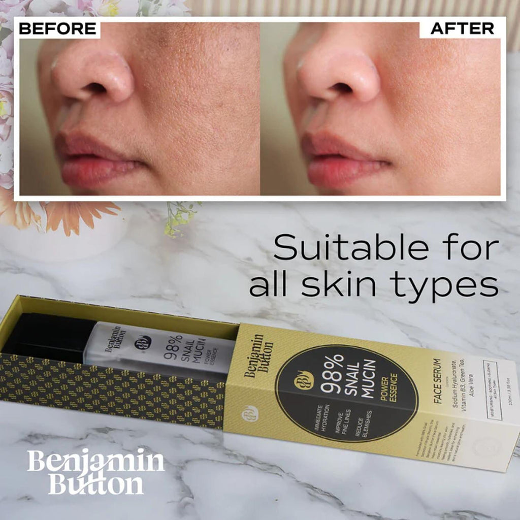 Benjamin Button Snail Serum with 98% Snail Mucin - 100ml - Highest Snail Mucin Content