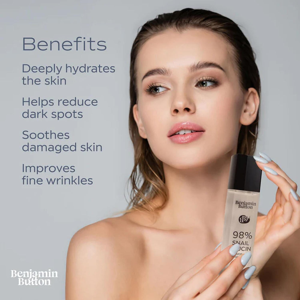 Benjamin Button Snail Serum with 98% Snail Mucin - 100ml - Highest Snail Mucin Content