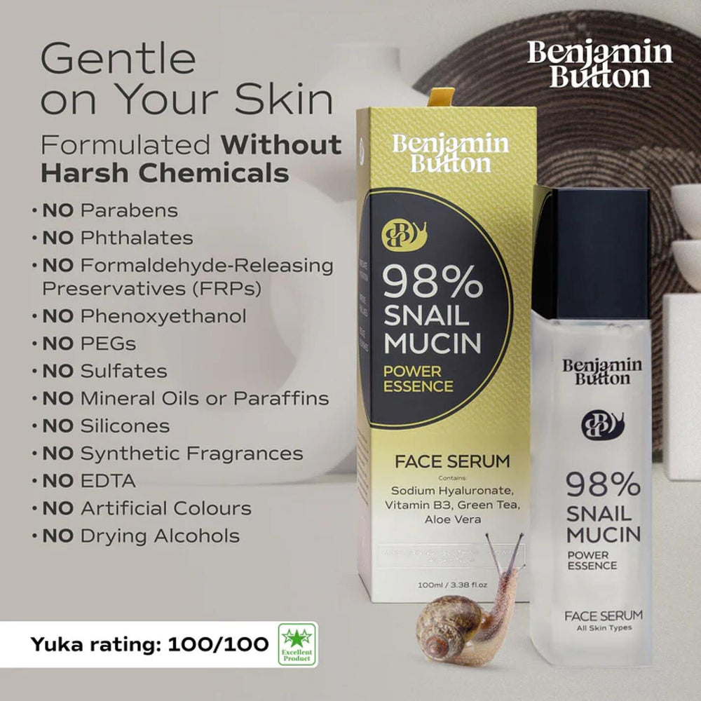 Benjamin Button Snail Serum with 98% Snail Mucin - 100ml - Highest Snail Mucin Content