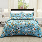 Hush Heaven 3-Piece Floral Print Duvet Set with Pillow Covers - Storage Bag (Size Double) - Blue
