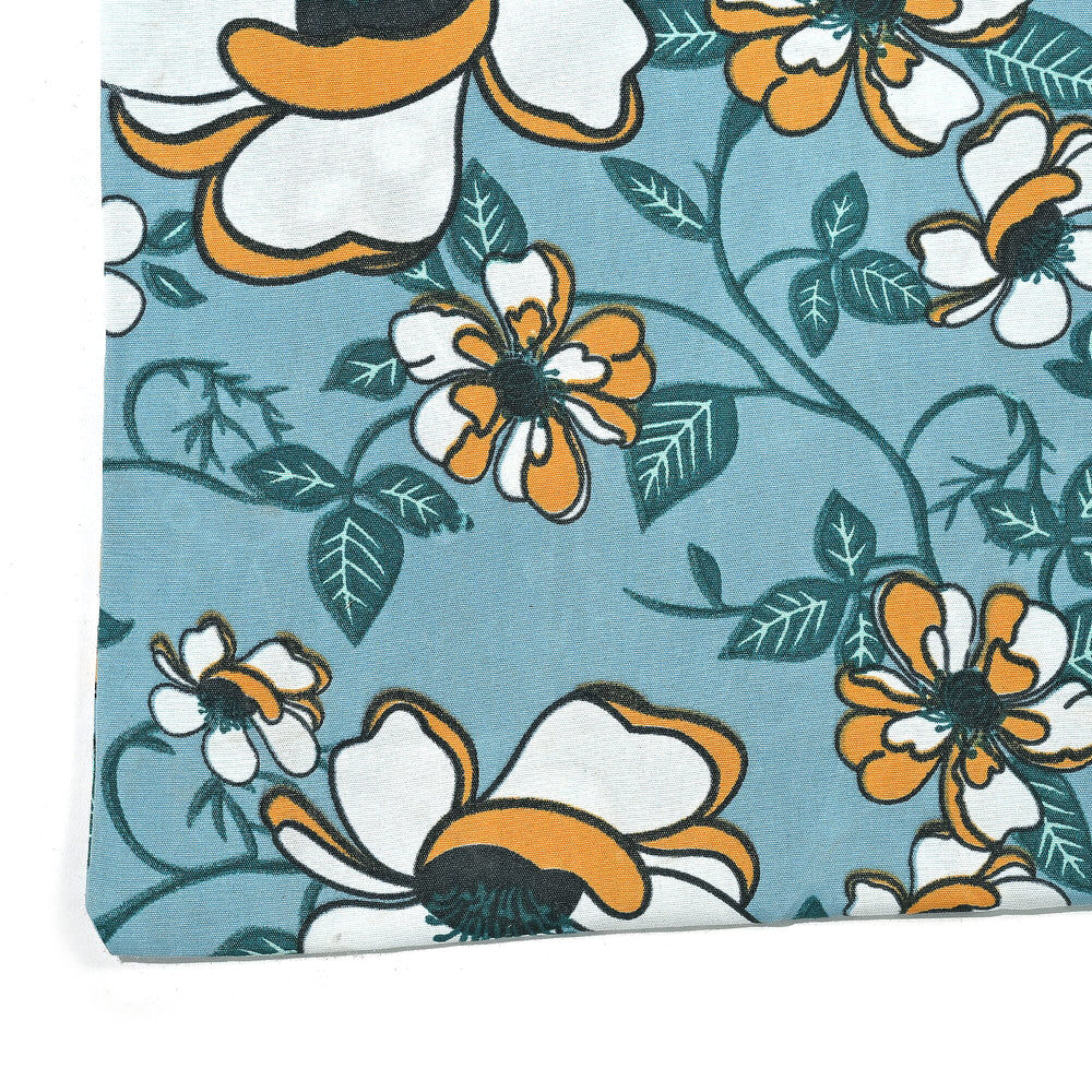 Hush Heaven 3-Piece Floral Print Duvet Set with Pillow Covers - Storage Bag (Size Double) - Blue