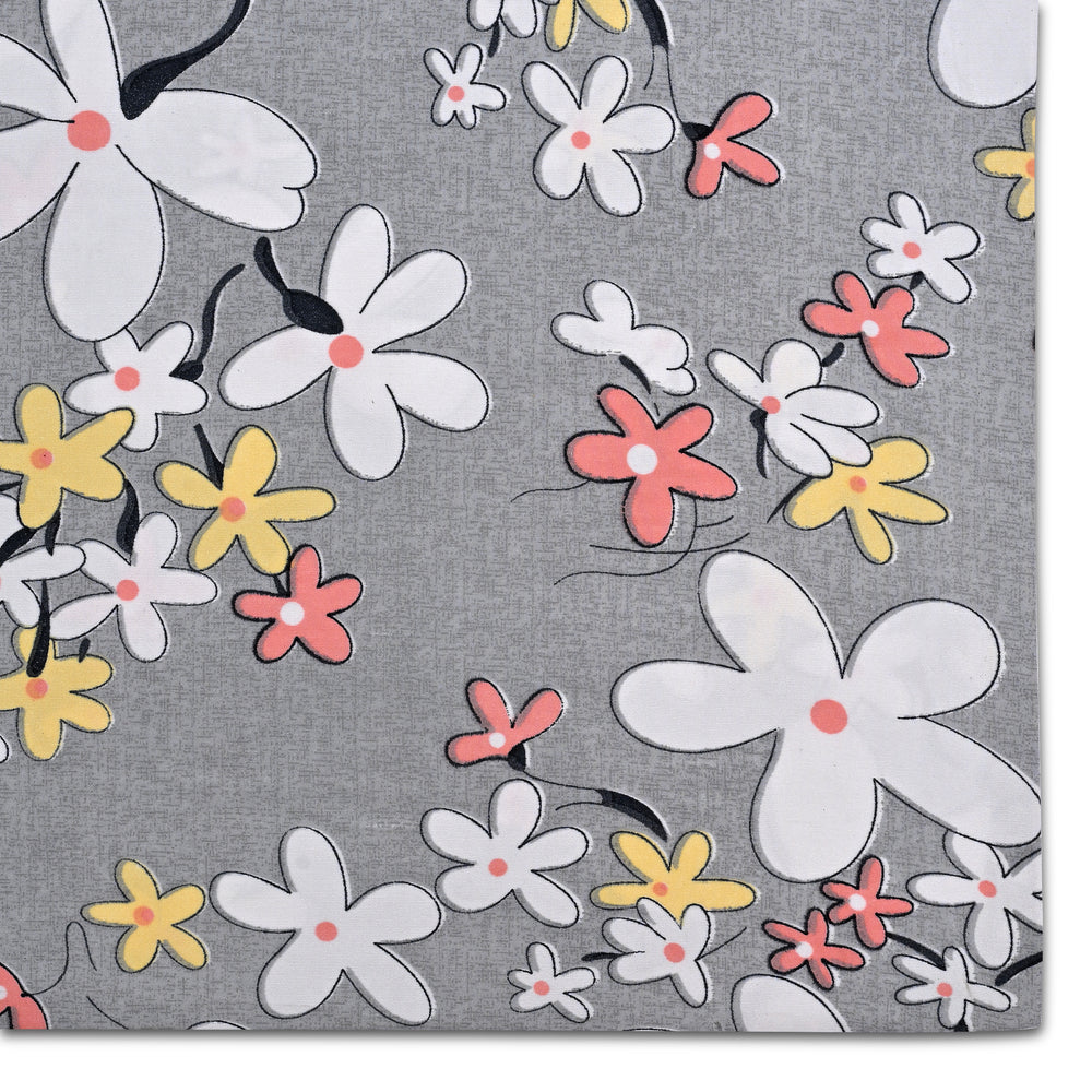 Homesmart 3-Piece Floral Print Duvet Set with Pillow Covers & Storage Bag (Size Double) - Grey_8083257_9